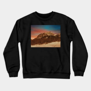 Sunset over the snowy mountains Crewneck Sweatshirt